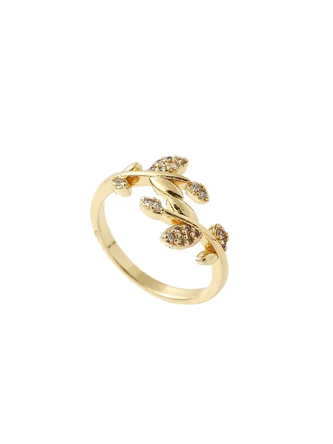 Anillo hojas de circón