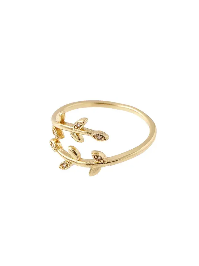 Anillo hojas de circón