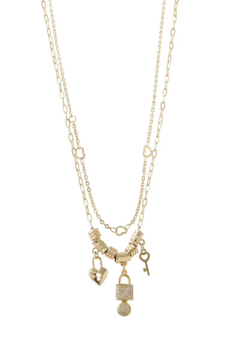 Collar candado dorado micro circón