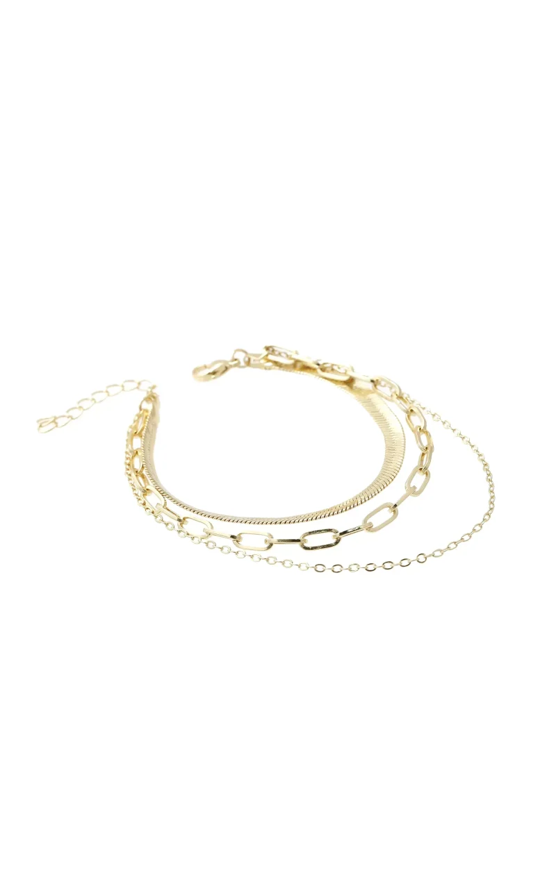 Pulsera dorada triple baño de oro, brazz by roel