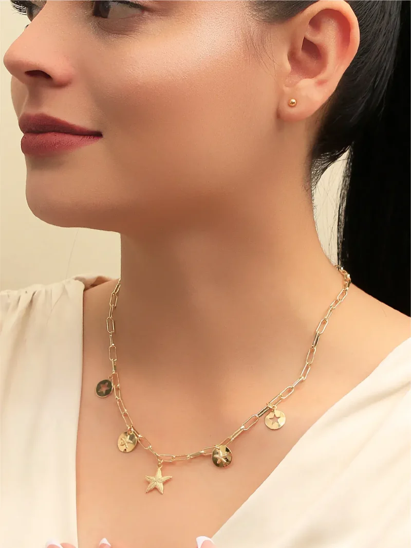Collar dorado con baño de oro 24k, con Brazz puedes emprender con nuestros precios mayoristas, marca Brazz by Roel