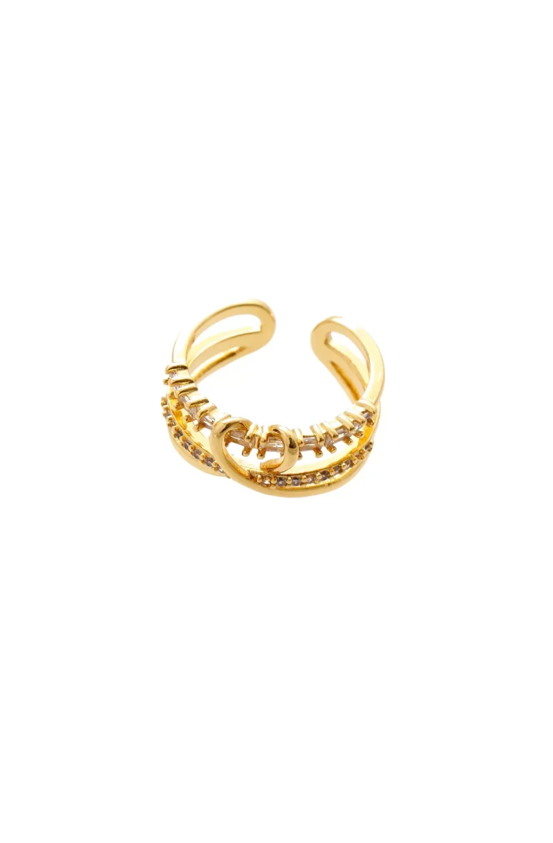 Anillo con circones de colores en baño de oro 24k. 