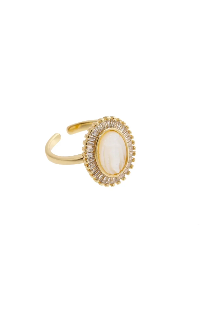 Anillo con circones de colores en baño de oro 24k. 