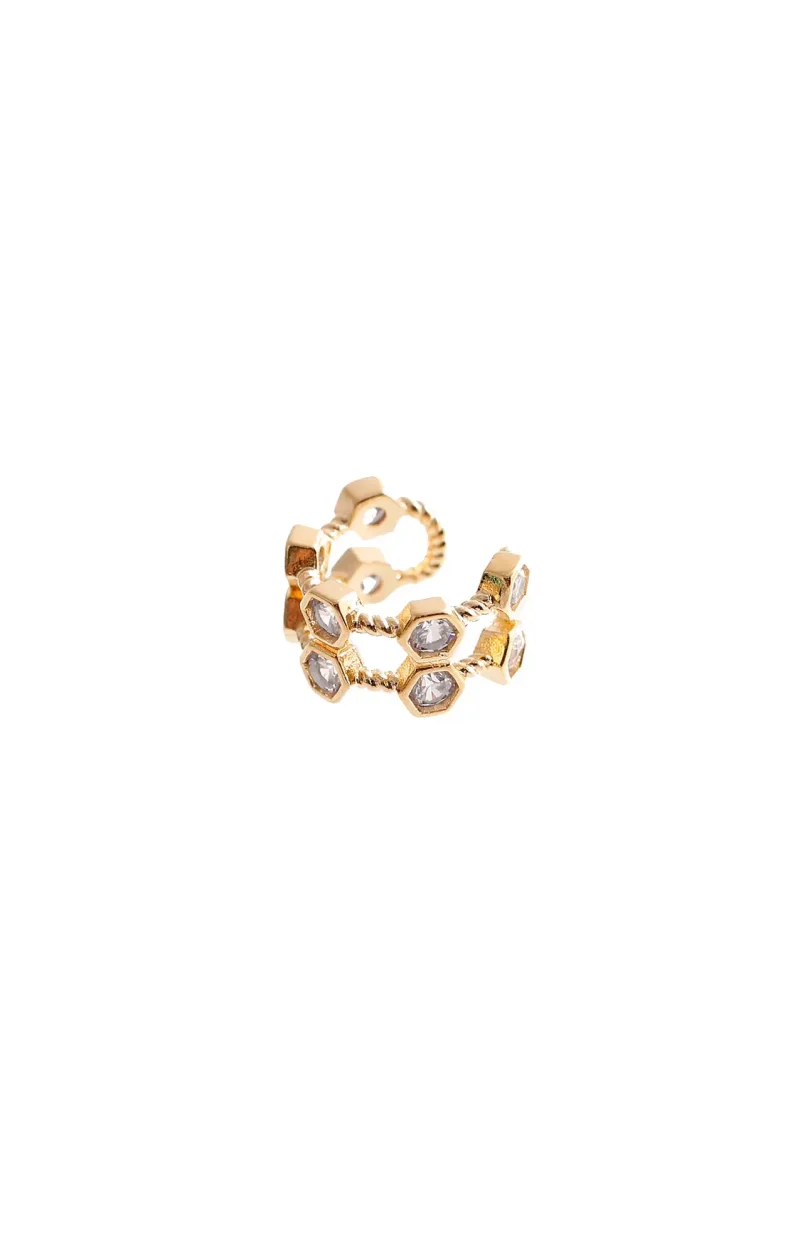 Earcuff dorado, en baño de oro 24k marca Brazz by Roel