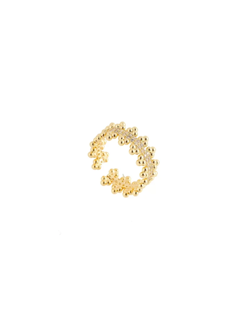 Anillo dorado en baño de oro 24k con circones.  Emprende con Brazz