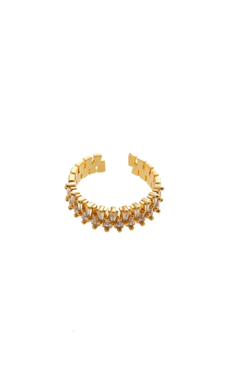 Anillo con circones de colores en baño de oro 24k. 