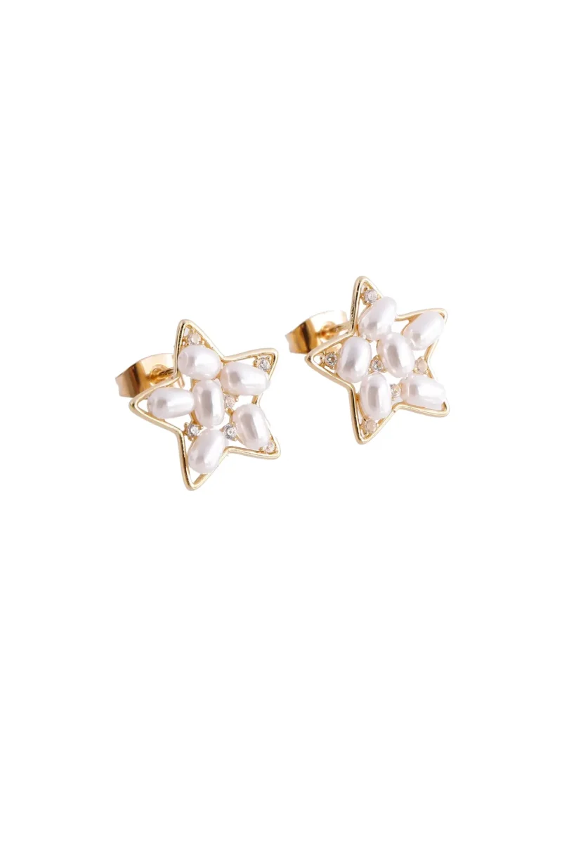 Topo Perlado de corazones, baño de oro de 24k
