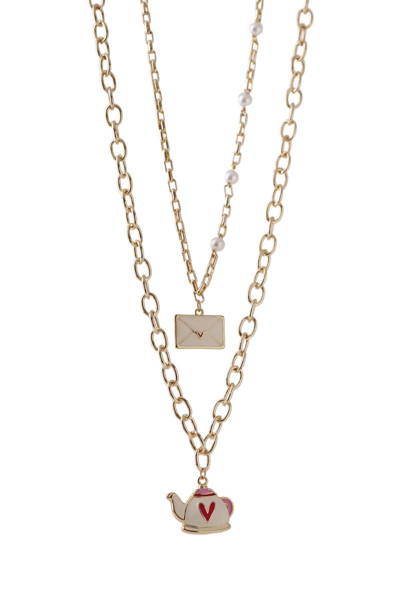 Collar Doble Esmaltado, Baño de Oro 24k. Marca Brazz by Roel 