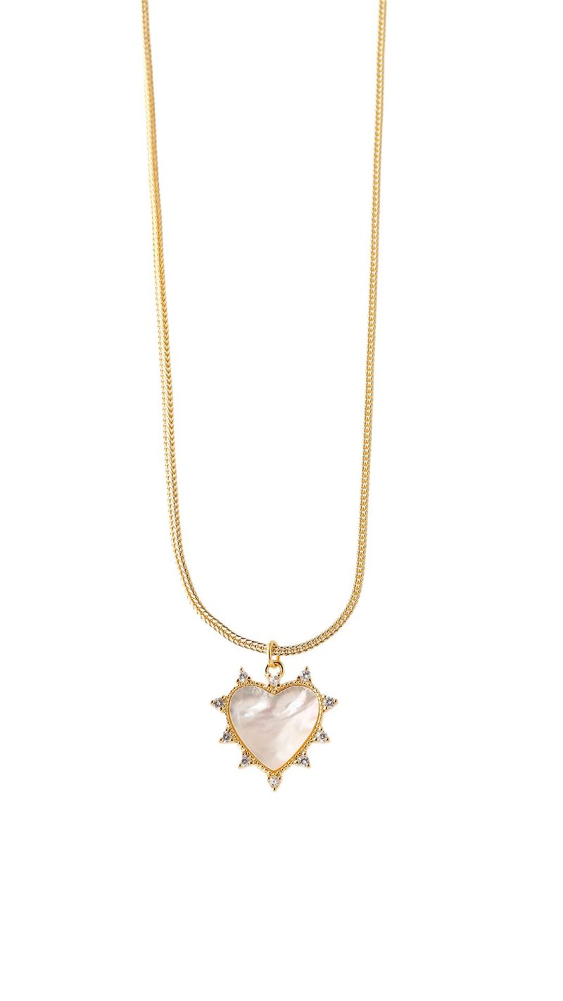 Cadena Corazón Circón/ En baño de oro 24k. Marca Brazz By Roel.