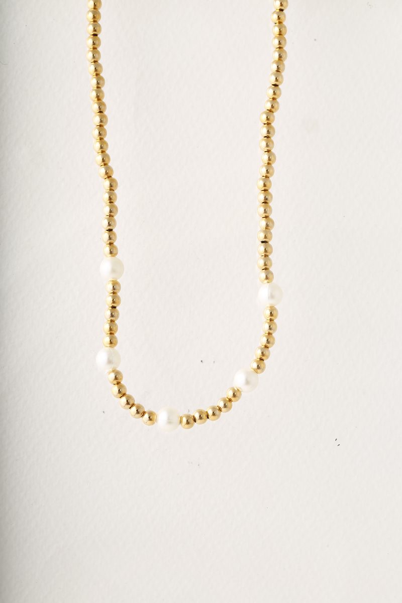 Collar Perla En baño de oro 24k. Marca Brazz By Roel.