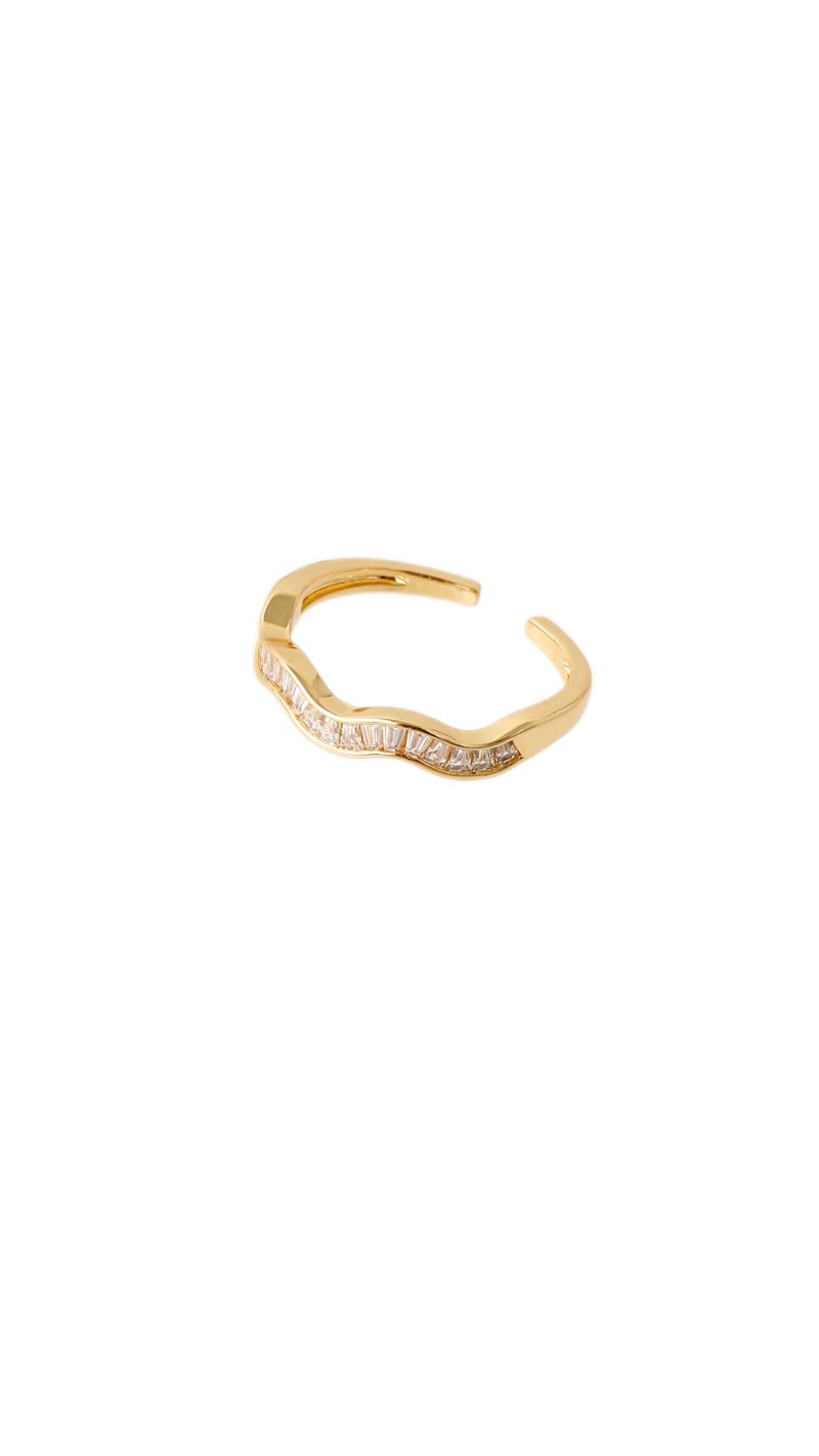 Anillo Micro-circón/ En baño de oro 24k. Marca Brazz By Roel.