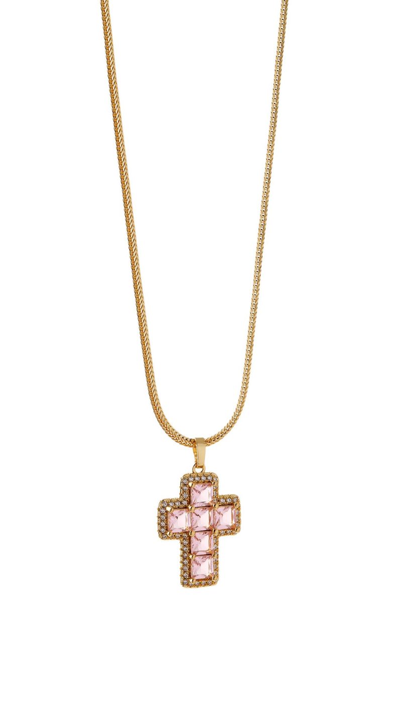 Cadena Cruz/ En baño de oro 24k. Marca Brazz By Roel.