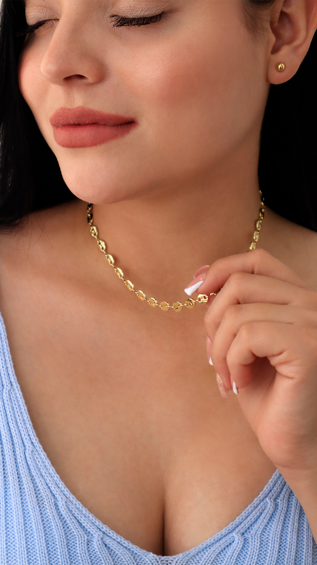 Cadena Tejido Aurora/ En baño de oro 24k. Marca Brazz By Roel.