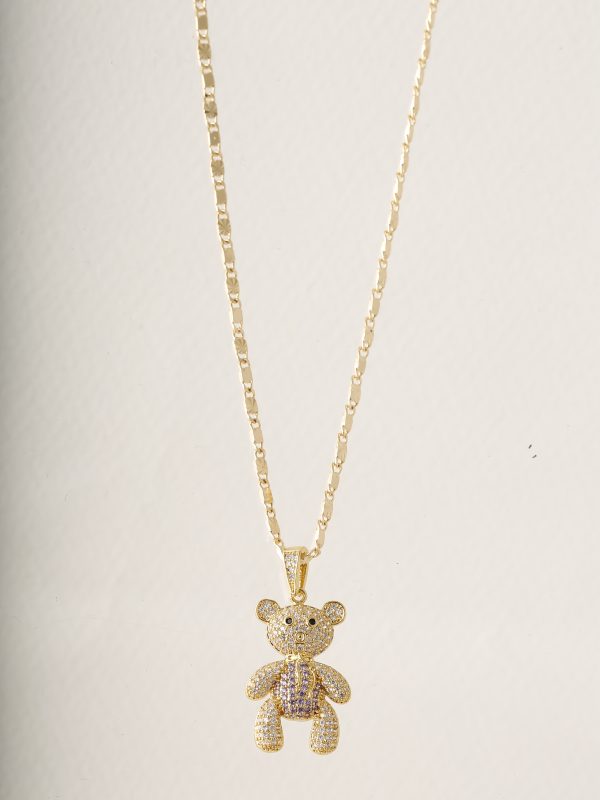 Collar Oso Dorado/ En baño de oro 24k. Marca Brazz By Roel.