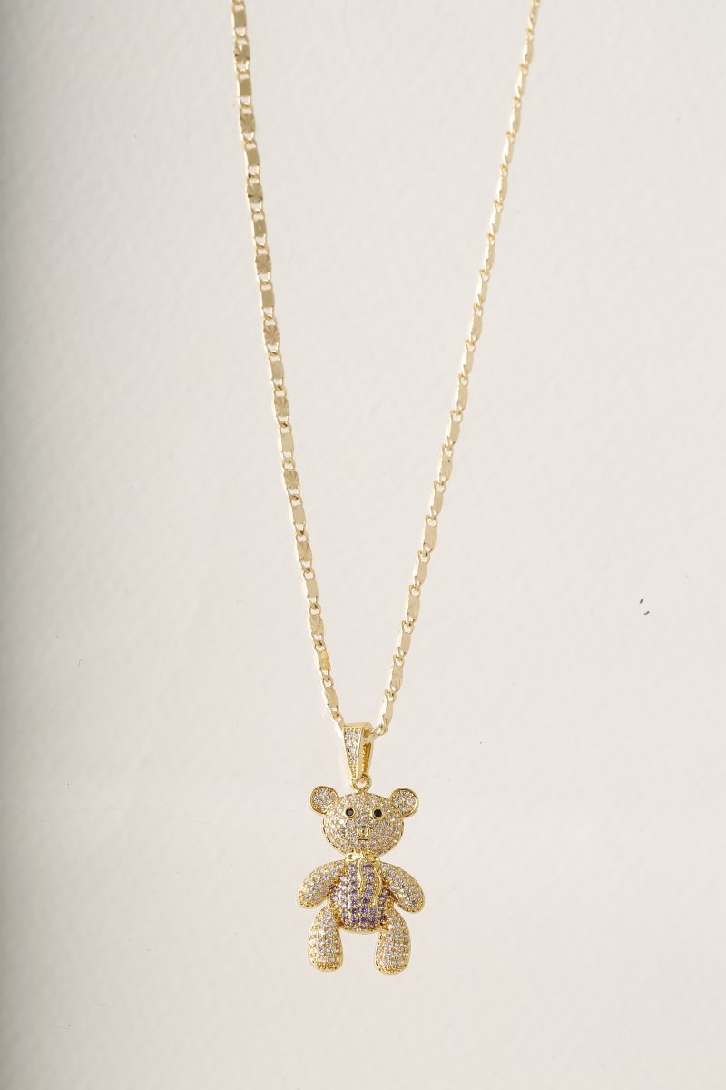 Collar Oso Dorado/ En baño de oro 24k. Marca Brazz By Roel.