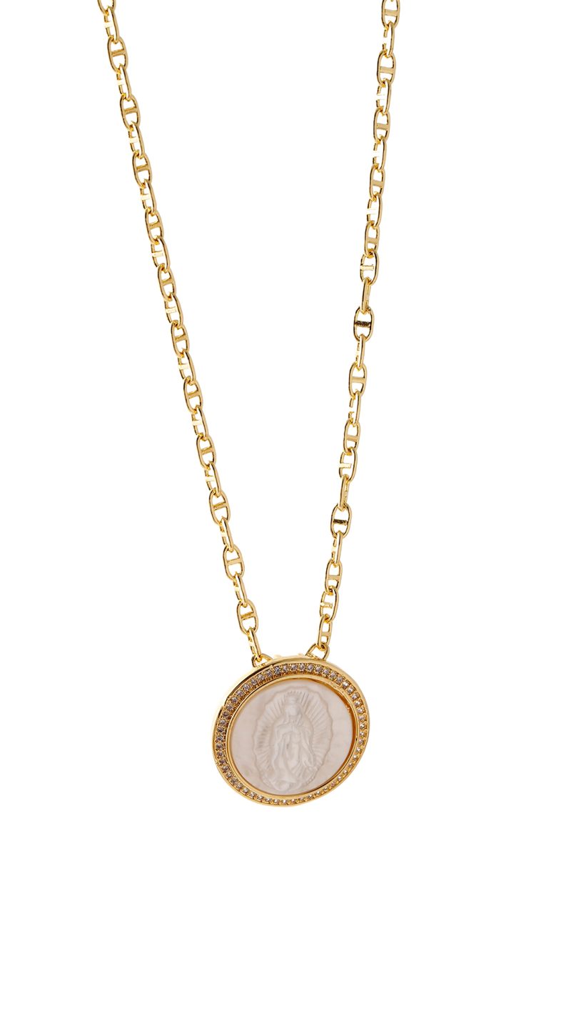 Collar Virgen Guadalupana/ En baño de oro 24k. Marca Brazz By Roel.