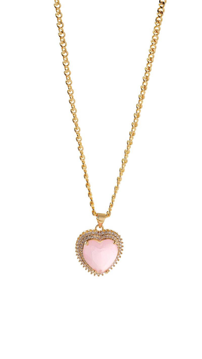 Collar Corazón/ En baño de oro 24k. Marca Brazz By Roel.