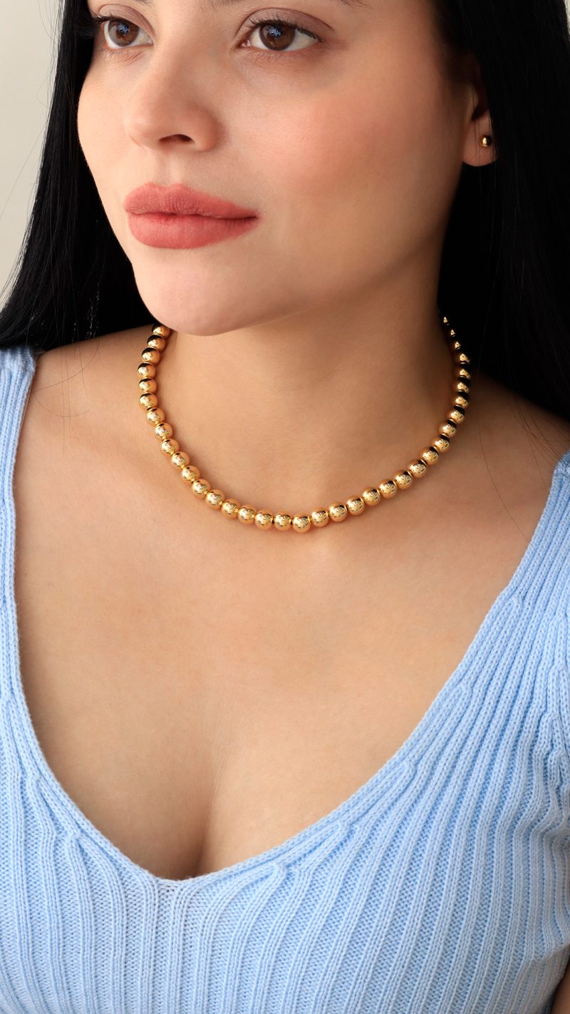 Collar Balin Maxi/ En baño de oro 24k. Marca Brazz By Roel.