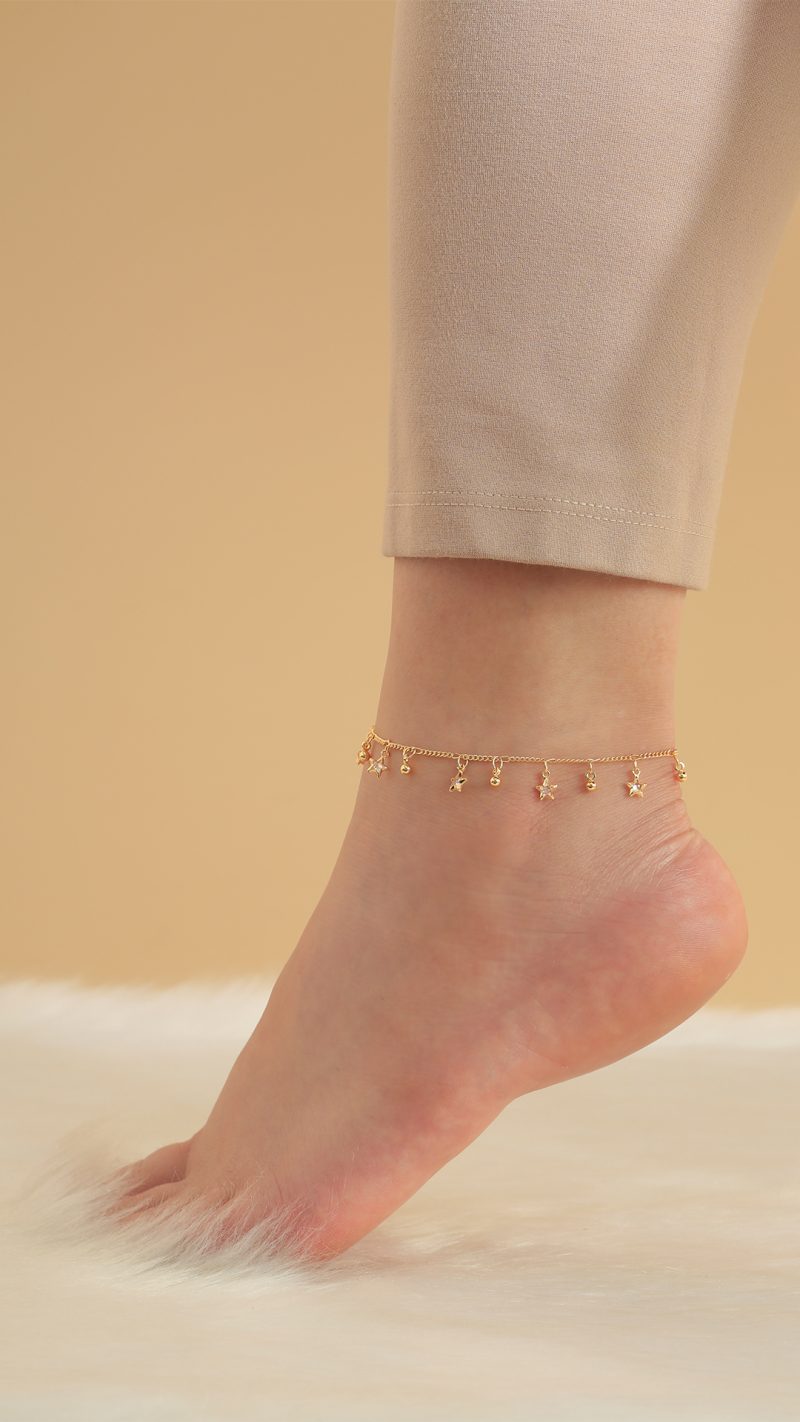 Tobillera Estrellas/ En baño de oro 24k. Marca Brazz By Roel.