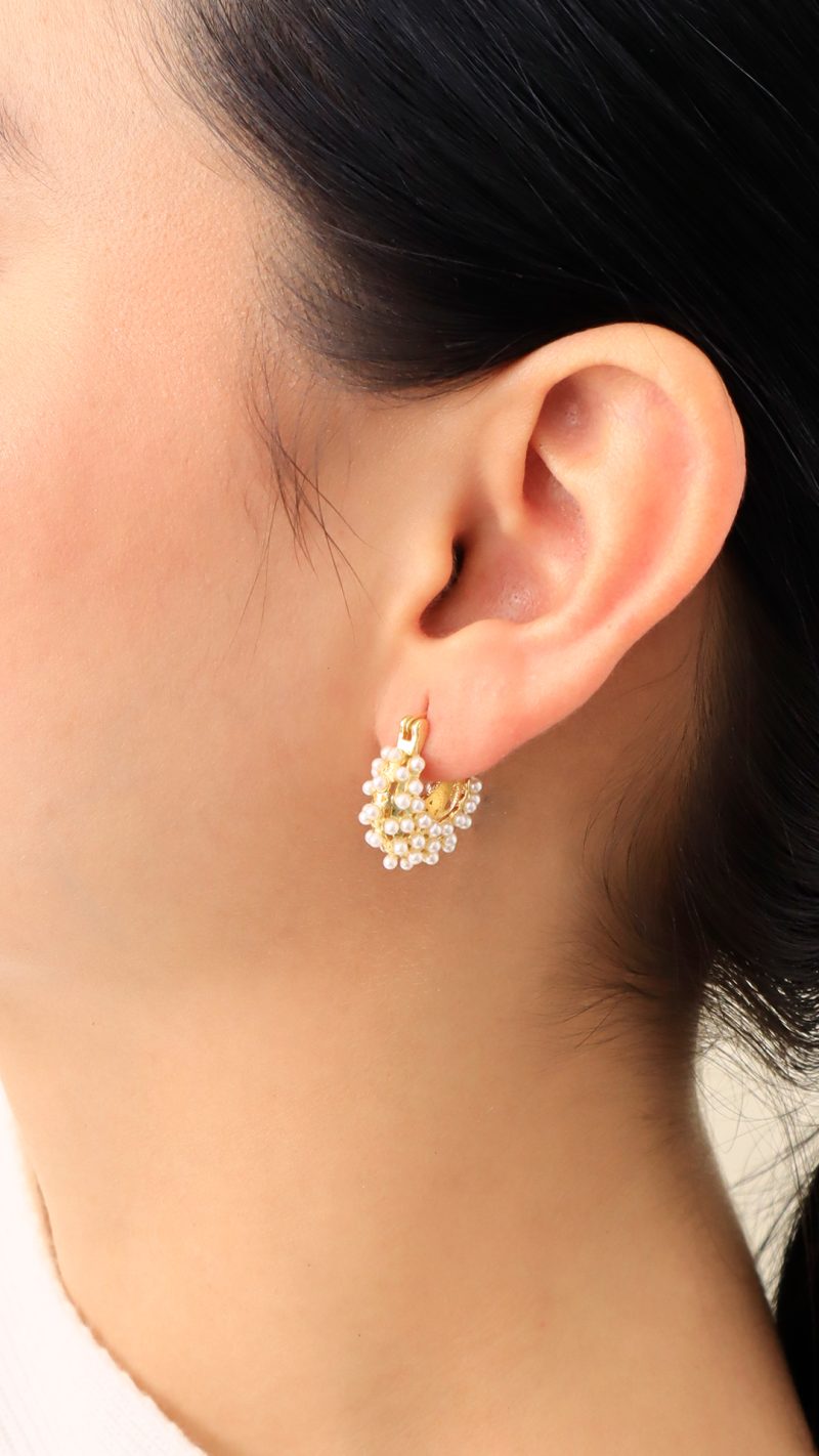 Candonga Mini Perlas/ En baño de oro 24k. Marca Brazz By Roel.