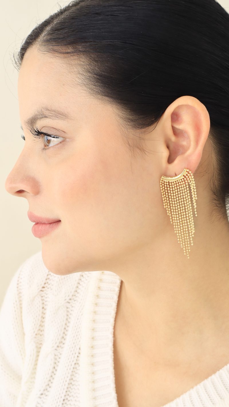 Arete Topo Eva/ En baño de oro 24k. Marca Brazz By Roel.