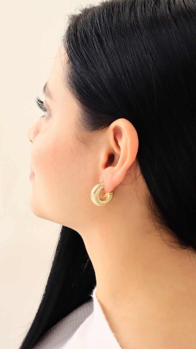 Arete dorado, en baño de oro 24k marca Brazz by Roel