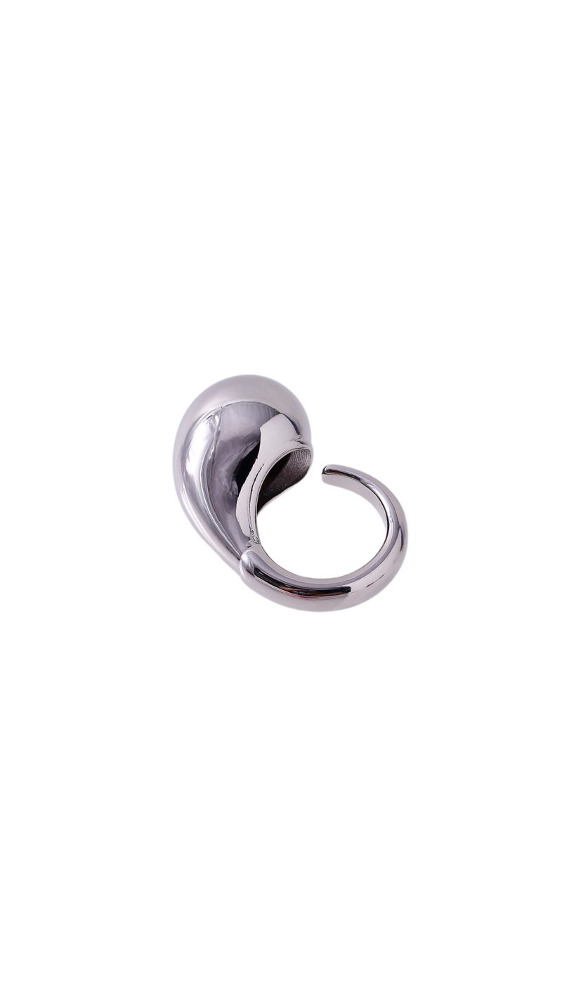 Anillo Liso Plateado/ En baño de oro 24k. Marca Brazz By Roel.