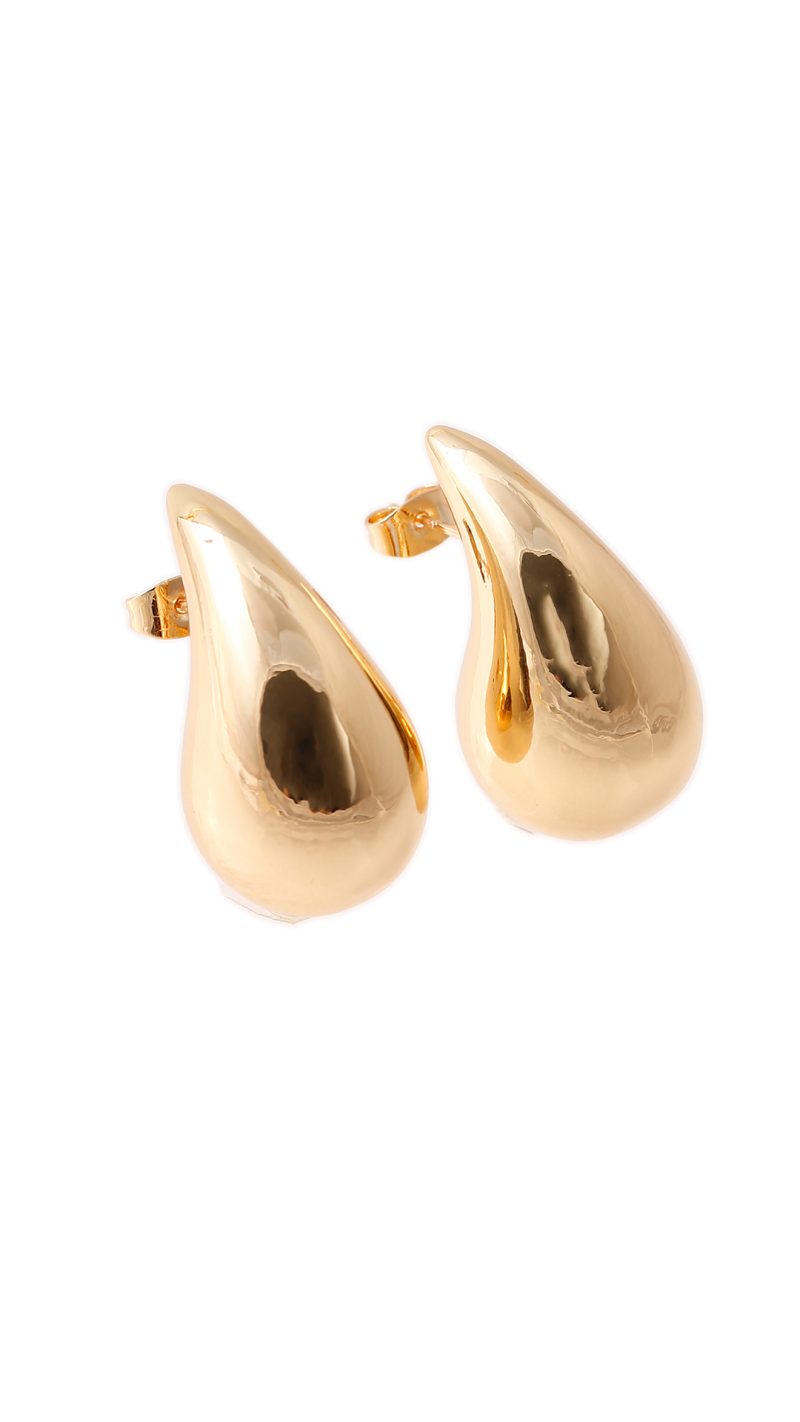 Arete Topo Gota Grande/ En baño de oro 24k. Marca brazz By Roel.