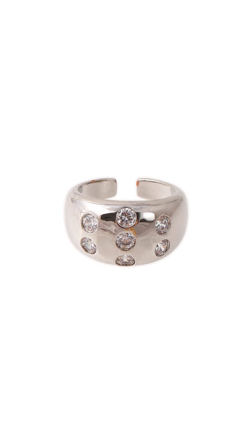 Anillo Con Micro Circón/ En baño de oro 24k. Marca Brazz By Roel.