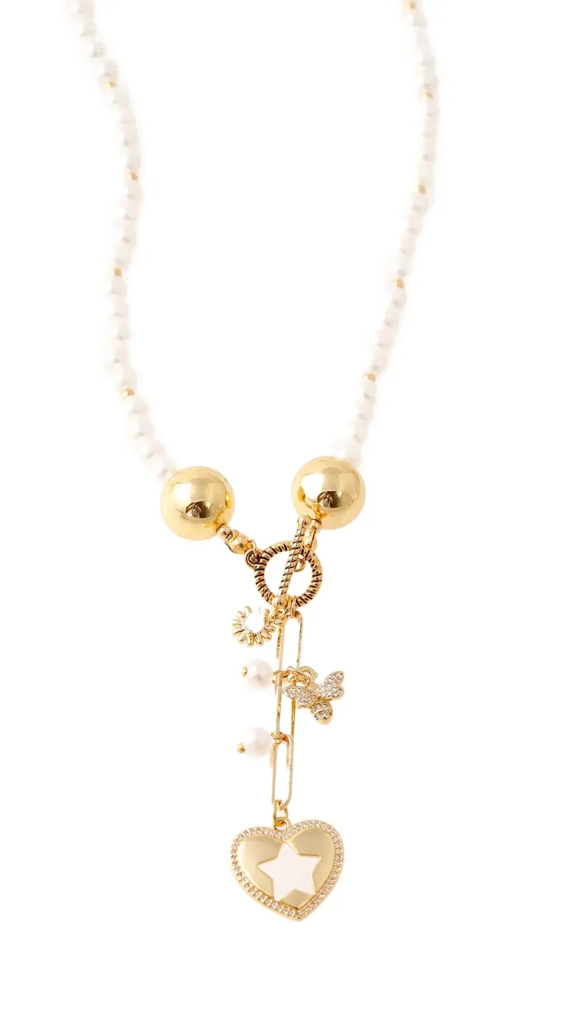 Collar perlado, en baño de oro 24k marca Brazz by Roel 