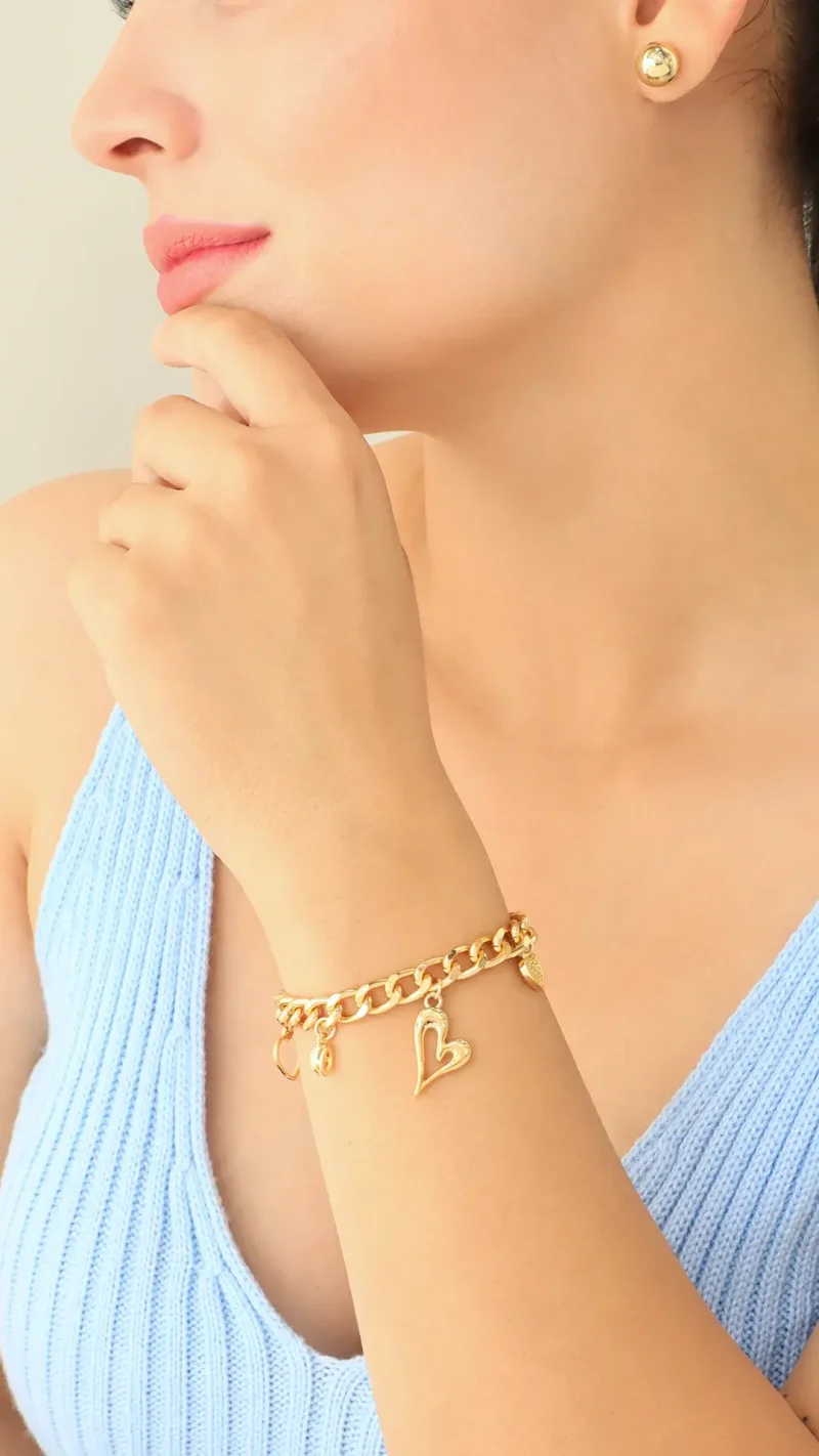 Pulsera dorada, en baño de oro 24k marca Brazz by Roel