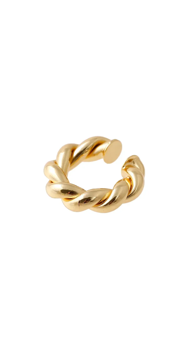 Earcuff dorado, en baño de oro 24k marca Brazz by Roel
