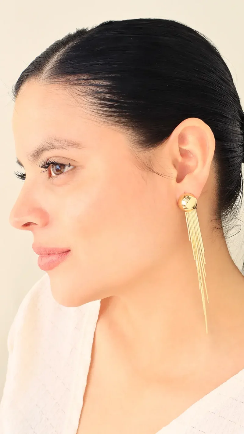 Arete topo dorado, en baño de oro 24k marca Brazz by Roel