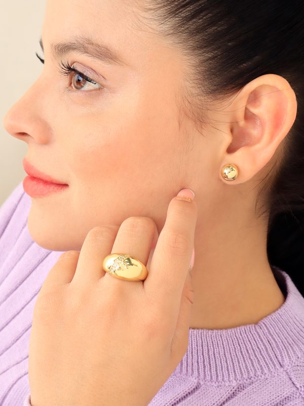 Anillo Dorado Ajustable/ En baño de oro 24k. Marca Brazz By Roel.