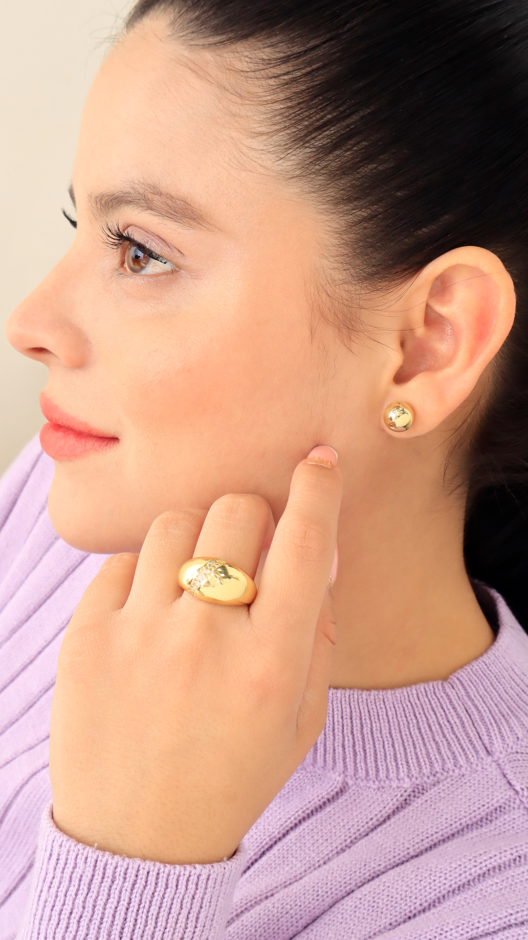 Anillo Dorado Ajustable/ En baño de oro 24k. Marca Brazz By Roel.