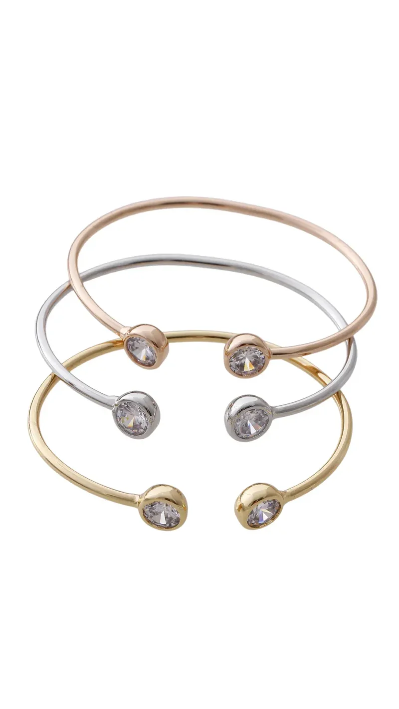 Pulsera tres oros, en baño de oro 24k, baño de rodinado y baño de rodinado rosa marca Brazz by Roel