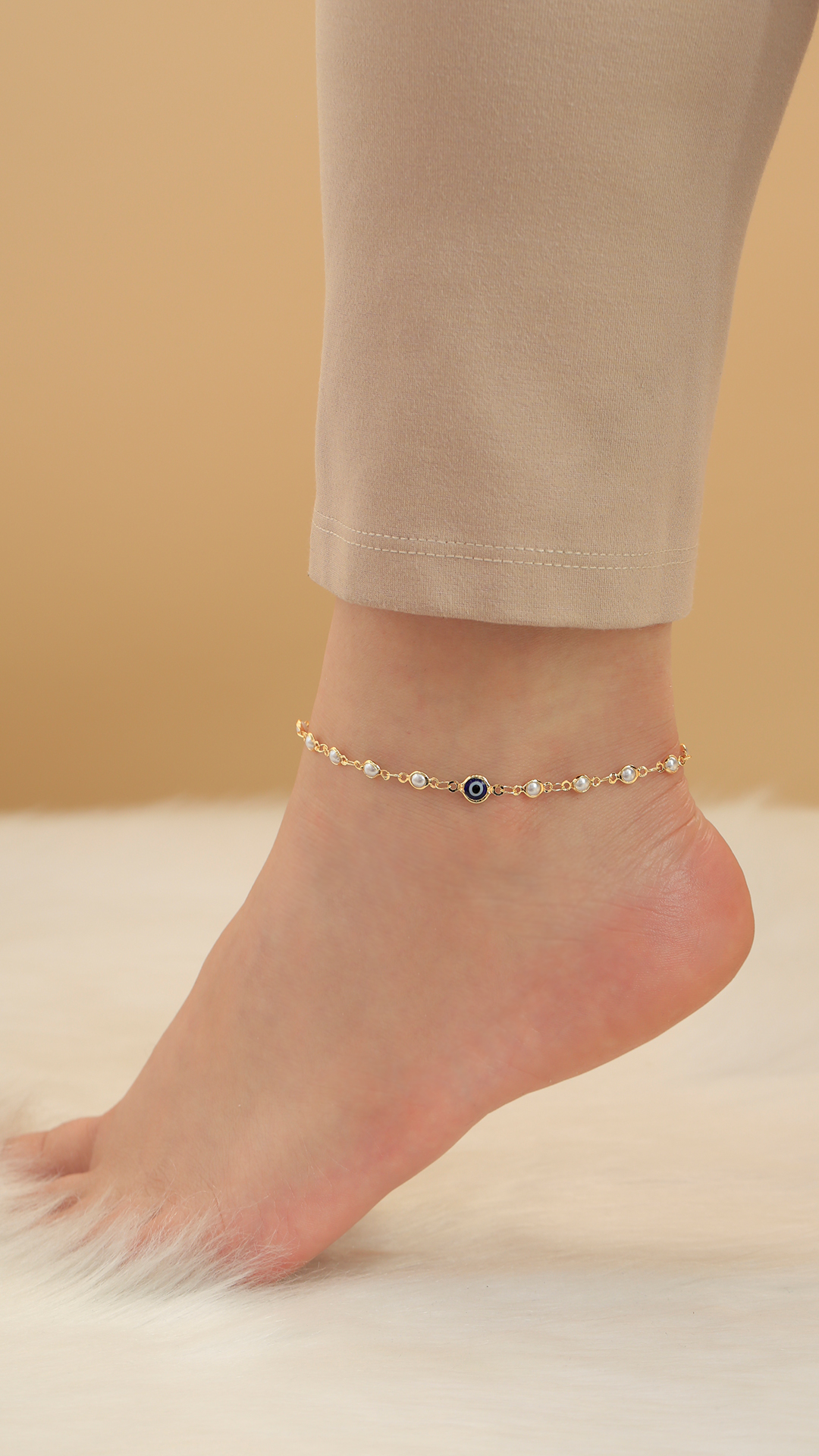 Tobillera Ojo Turco/ En baño de oro 24k. Marca Brazz By Roel.