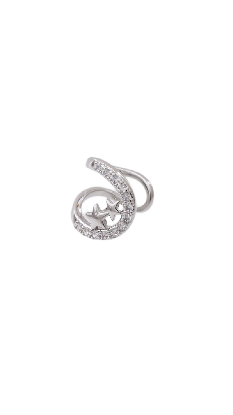 Earcuff Estrellas Plateado/ En baño de oro 24k.  Marca Barzz By Roel.