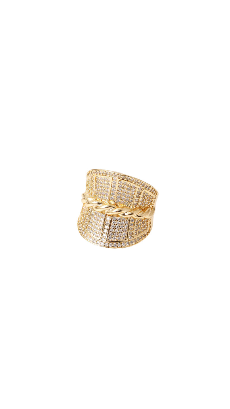 Anillo Micro Circón/ En Baño De Oro 24k. Marca Brazz By Roel.