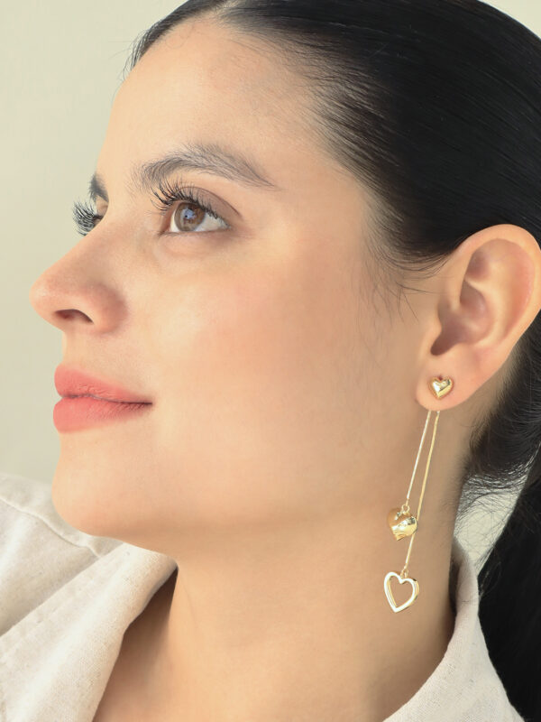 Arete Topo Corazón/ En Baño De Oro 24k. Marca Brazz By Roel.