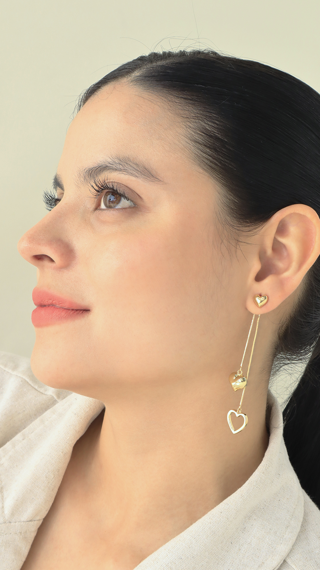 Arete Topo Corazón/ En Baño De Oro 24k. Marca Brazz By Roel.