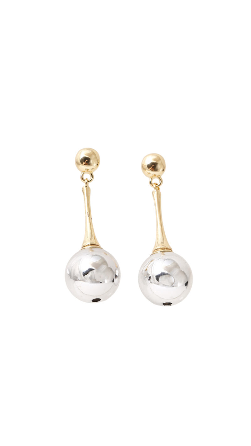 Arete Topo Bicolor/ En Baño De Oro 24k. Marca Brazz By Roel.