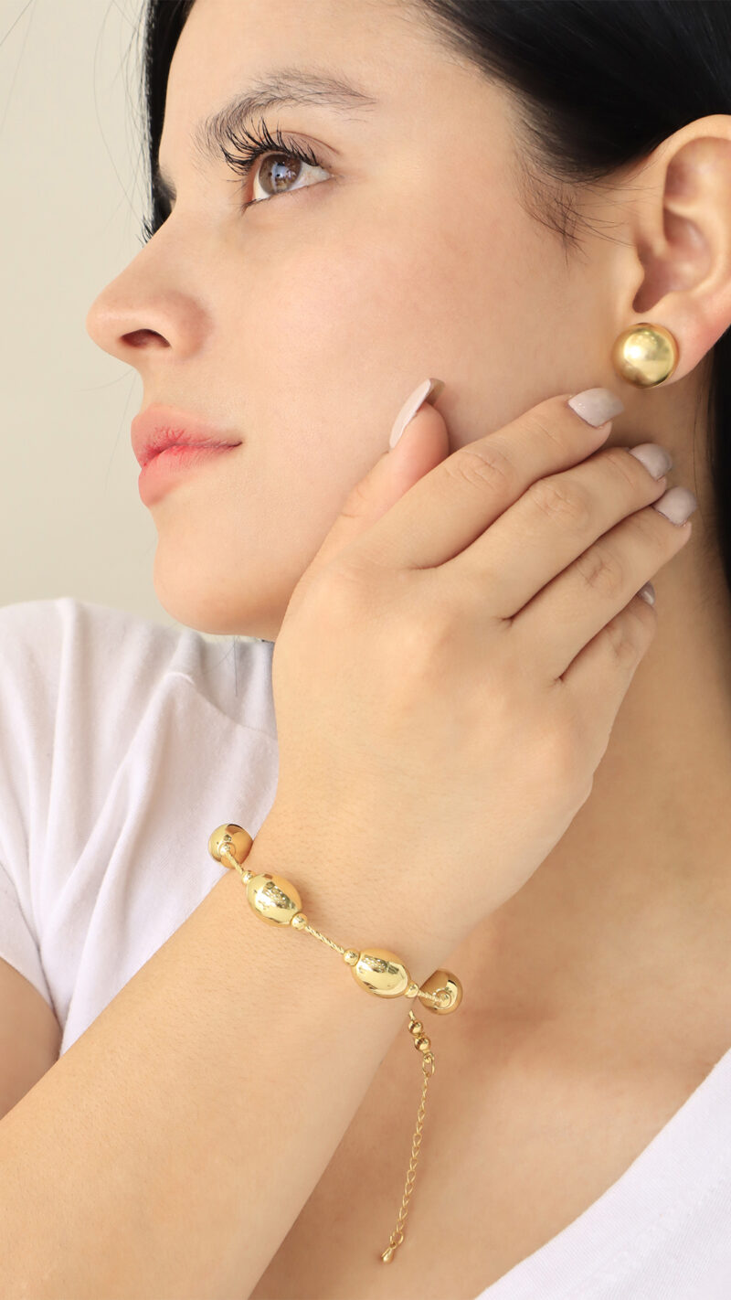 Pulsera Balines/ En Baño De Oro 24k. Marca Brazz By Roel.