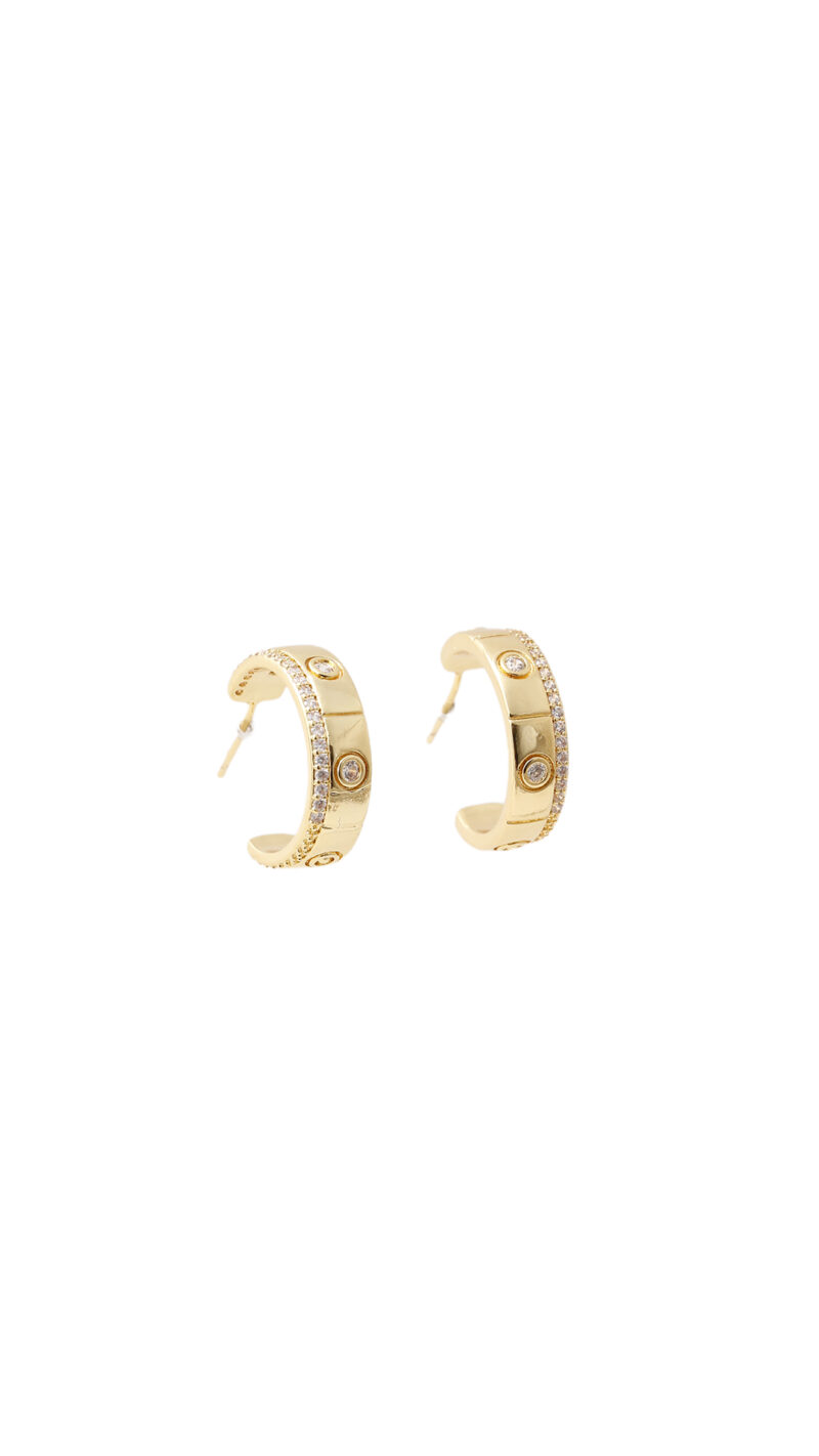 Candonga Con Microcircon/ En Baño De Oro 24k. Marca Brazz By Roel.