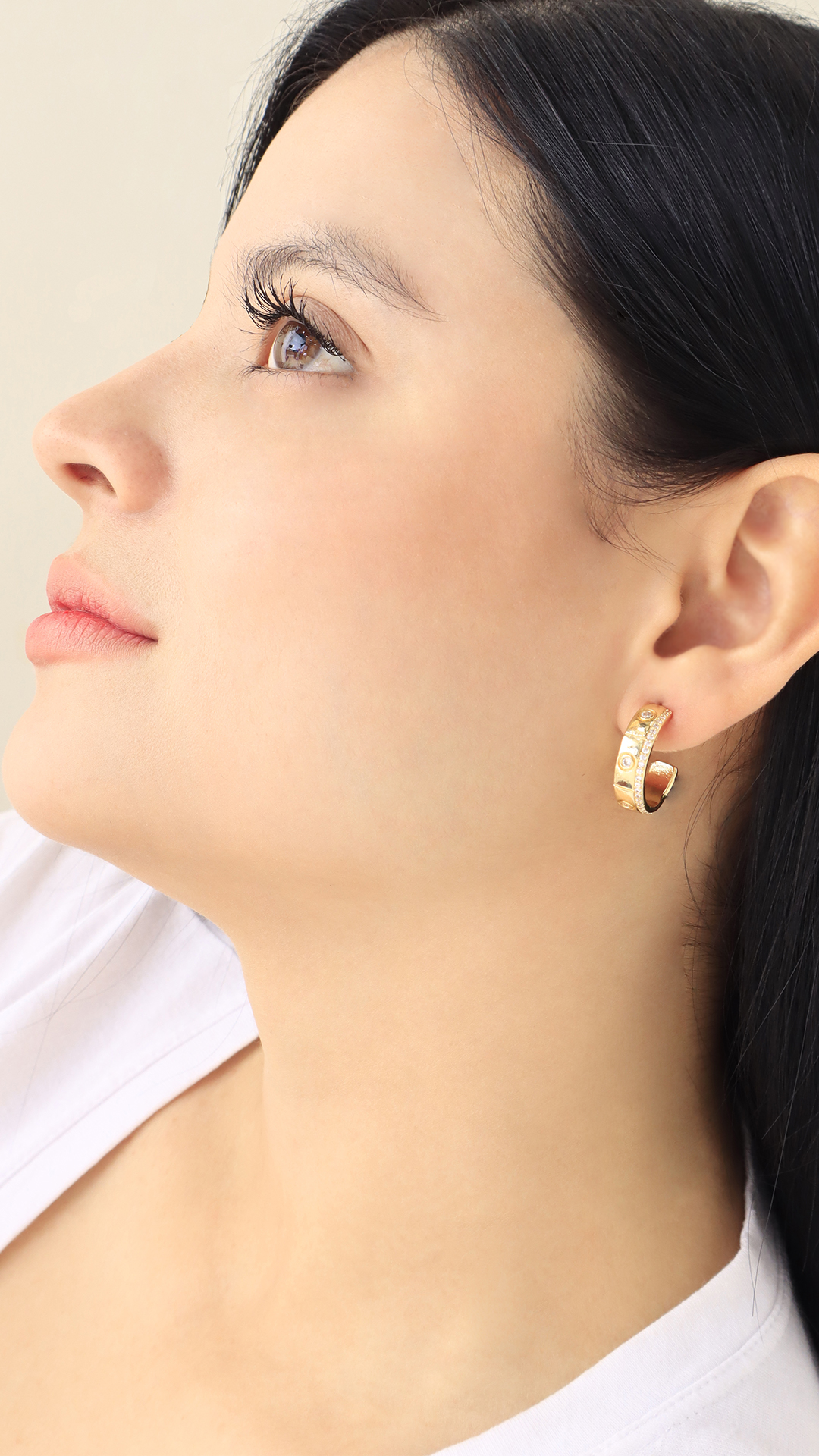 Candonga Con Microcircon/ En Baño De Oro 24k. Marca Brazz By Roel.