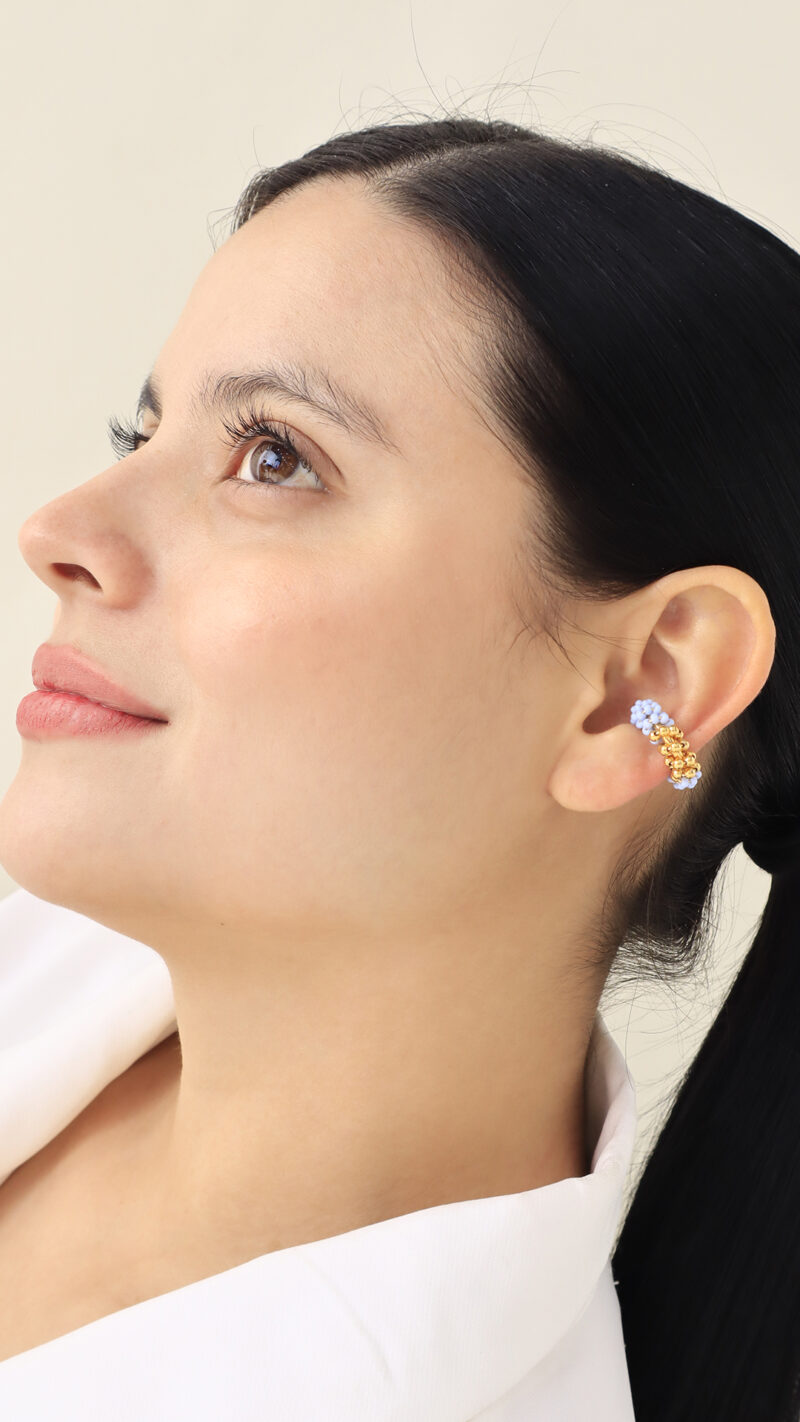 Earcuff Mostacilla/ En Baño De Oro 24k. Marca Brazz By Roel.