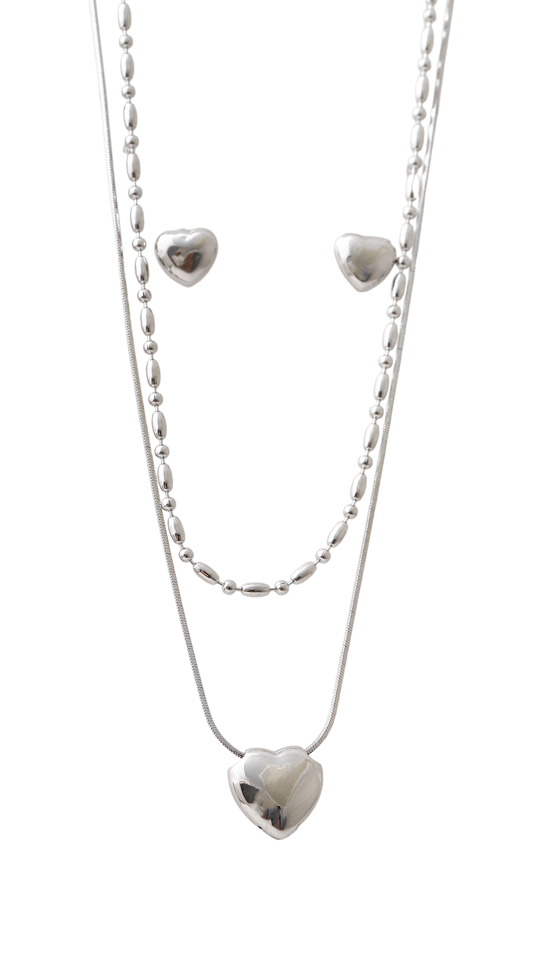 Juego Corazones Plateado/ En Baño De Oro 24k. Marca Brazz By Roel.