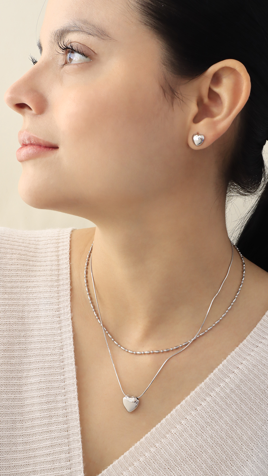 Juego Corazones Plateado/ En Baño De Oro 24k. Marca Brazz By Roel.