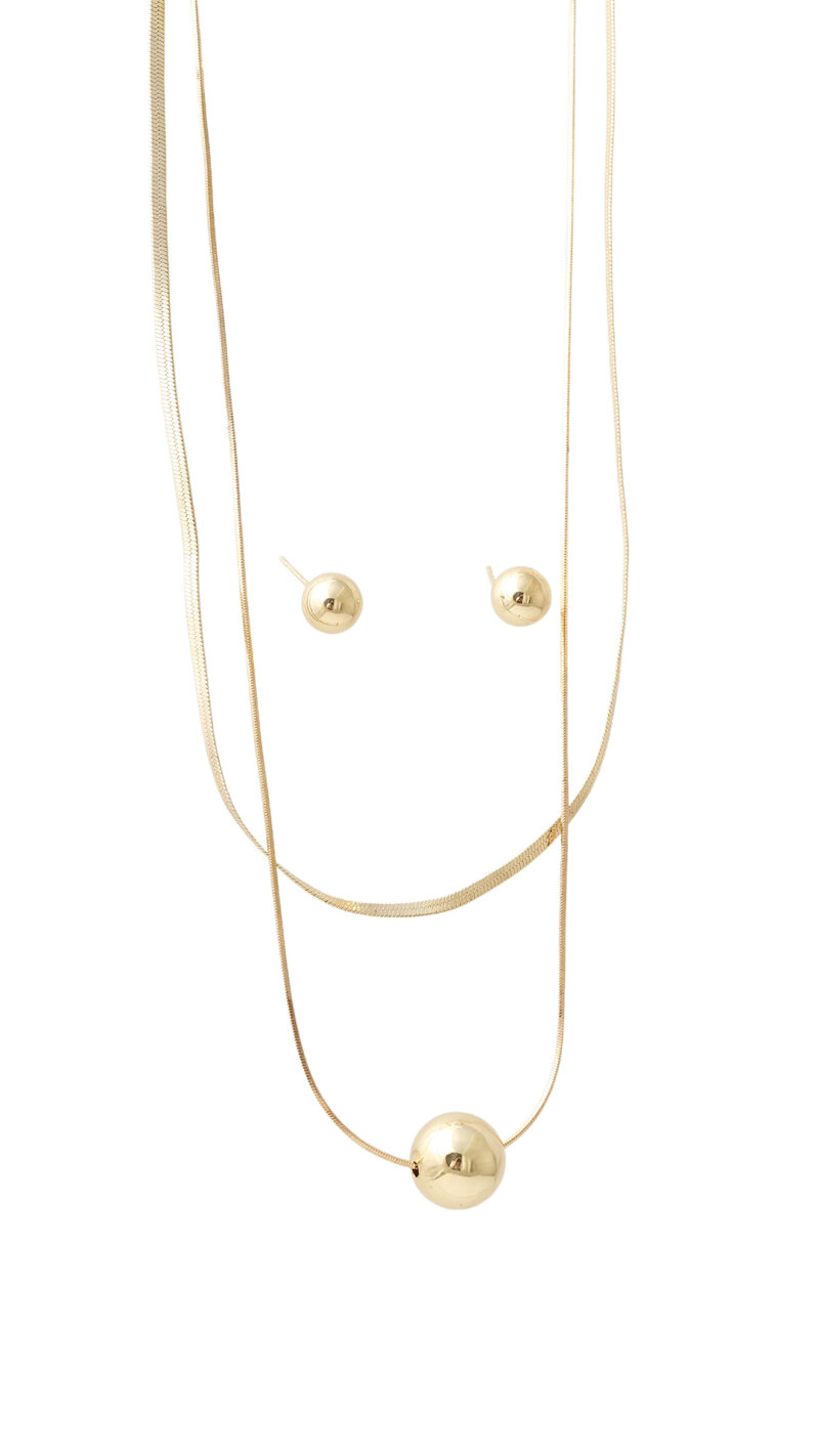 Collar Esfera Dorado/ En Baño De Oro 24k. Marca Brazz By Roel.