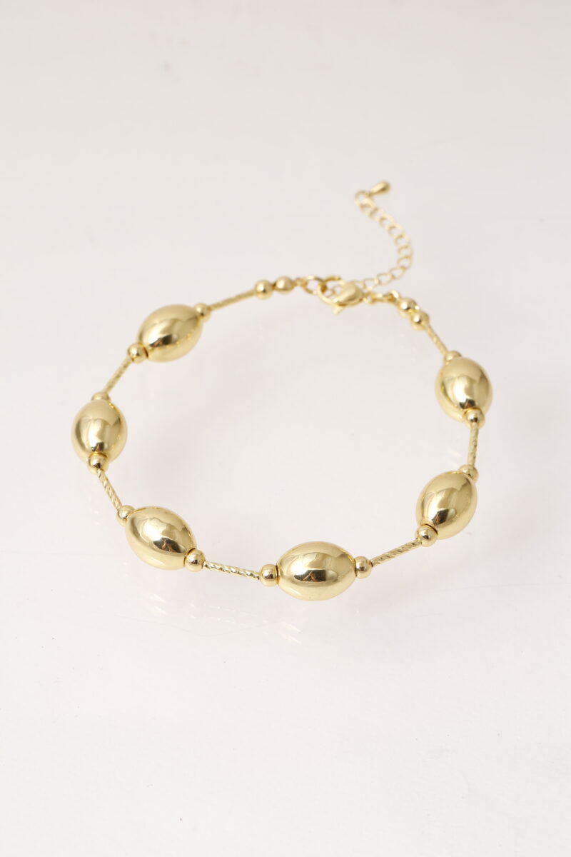 Pulsera Balines/ En Baño De Oro 24k. Marca Brazz By Roel.